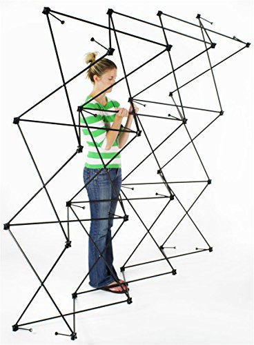 Displays2go 8ft Curved Pop Up Booth Trade Show Display with Lights & Carry Case