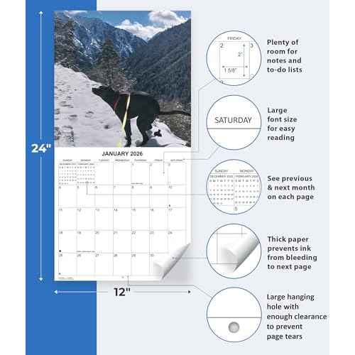 2026 Dumping Dogs in Scenic Spots Monthly Wall Calendar - Pooping Dogs Calendar | 12" x 24" | 2026 Prank Gift White Elephant or Gag Gift Calendar 2026