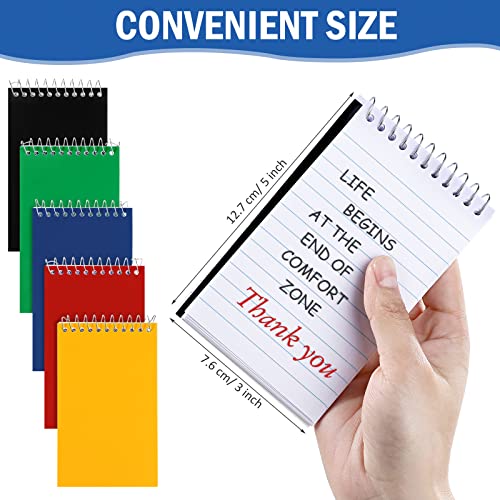 50 Pieces Spiral Memo Pads Bulk 3 x 5 Inch Small Note Pads Top Bound Lined College Ruled Paper Mini Notepad Pocket Spiral Notebooks for School Office Home Supplies, 75 Sheets (Bright Colors)