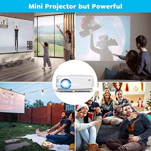 Mini Portable Projector 1080P Full HD Supported, Movie Projector Compatible with Smartphone & Tablet TV Stick Laptop HDMI USB (manual focus)