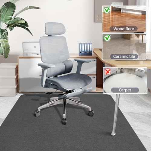 Office Chair Mat for Hardwood Floor - Anti-Slip Floor Protector, Desk Chair Mat, Low-Pile Rug, Gaming Rolling Chair Mat£¬Multi-Purpose Floor Protector for Office Chair (Dark Grey, 36X55 in)