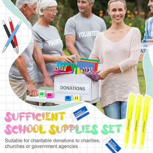 12 Set of 240 Pcs Back to School Supplies Kits Bulk Elementary Supply Bundle Kit K-12 Middle High School Supplies Essentials Set Notebook Folder Pencil Color Pen and More for Classroom Student