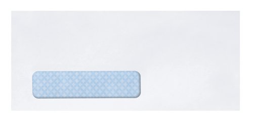 Quality Park® #10 Single Window Security Tint Envelopes, 4-1/8 x 9-1/2, Gummed, Diagonal Seams, 500 per Box (21412)
