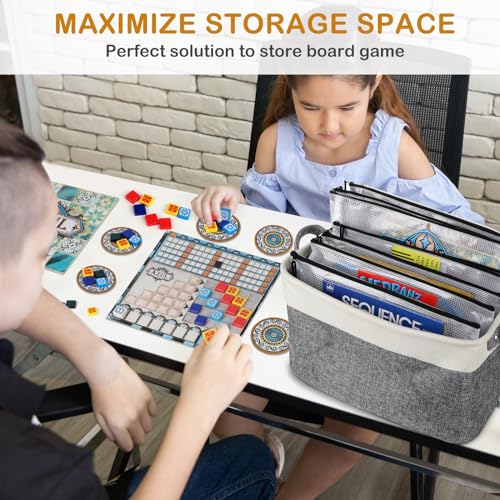 Lukeline Board Game Storage Kit Include 2 Storage Basket and 20pcs Zipper Bags, Board Game Organizer with Writable Stickers and Dispensing, Suitable for Puzzle Storage, Toys, Building Blocks, Document