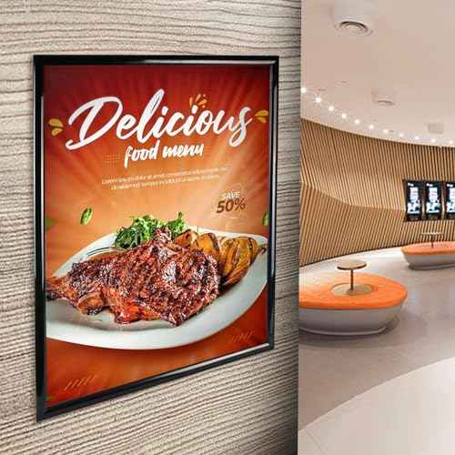 Azar Displays 300342-BLK Wall Mount Plastic Snap Poster Frame 22" x 28" Portrait/Landscape Sign Holder Frame