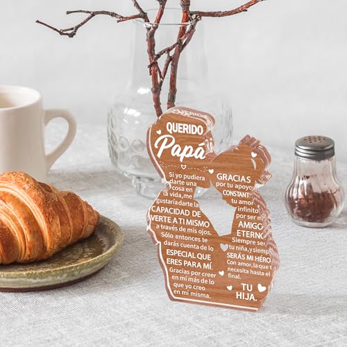 Yopyame Papá Gift for Dad from Daughter - Heartwarming Father Daughter Embracing Acrylic Plaque Sign - Best Dad Ever Keepsake - Papá Version