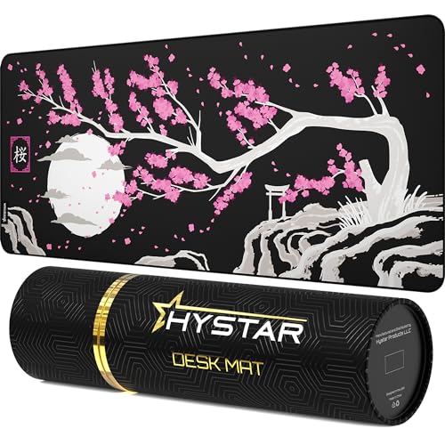 Hystar¢ç Extended Gaming Mouse Pad | XXL 36" x 16" | 5mm Thick, Waterproof Surface, Smooth Polyester Fabric, and Natural Rubber Base | Sakura Dark