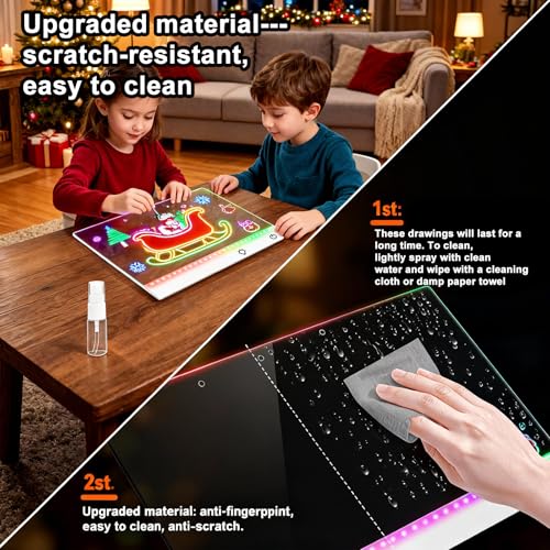 Momozzle 17" LED Drawing Board with 13 Light Effects, Rechargeable Neon Doodle Tablet for Kids - Variant: 17"Drawing Board