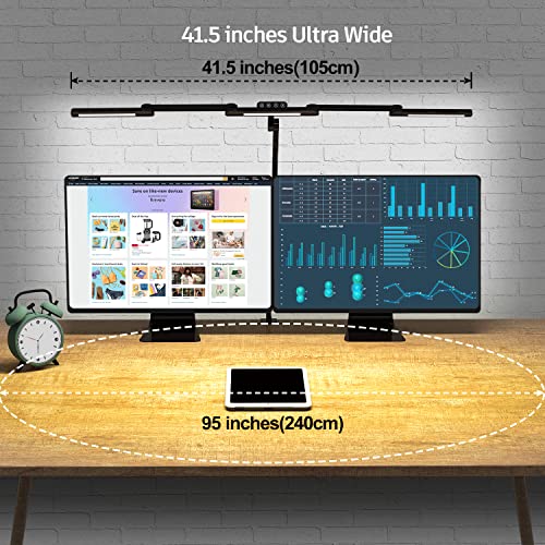 LED Desk Lamp with Clamp, 41.5" Clamp on Architect Desk Lamp for Home Office, 24W Bright Tall Computer LED Table Light Adjustable Overhead Clip on Office Lighting for Work Craft