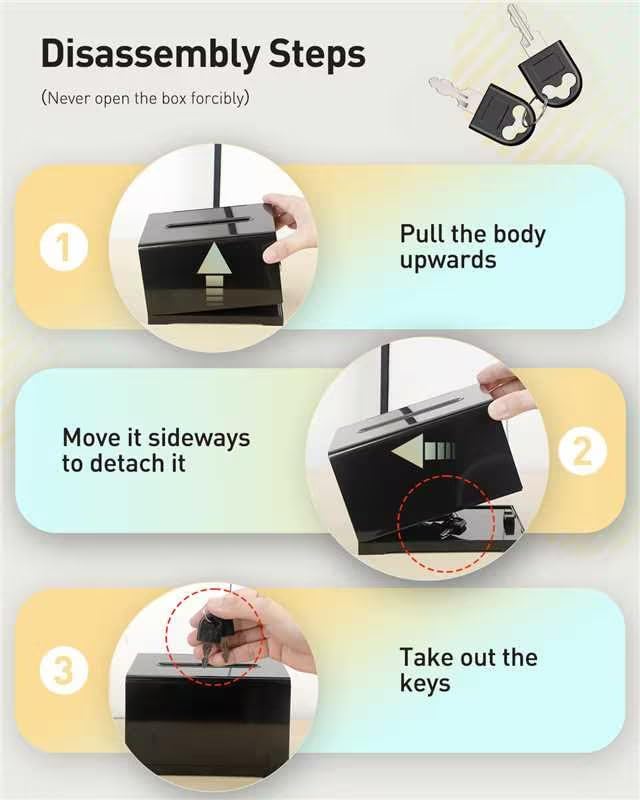 Uniclife Black Acrylic Donation Box with Lock 6.2x4.7x4 inches - 1 Pack