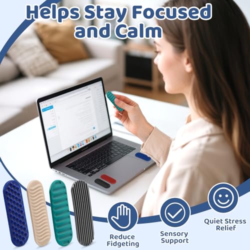 Textured Sensory Stickers for Adults ? 16PC Adhesive Calm Strips for Anxiety & Stress Relief ? Quiet Fidget Toys for Work, Office, Travel & Desk Use