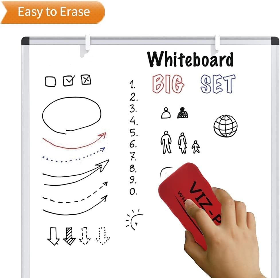 VIZ-PRO Whiteboard Easel - Portable Height Adjustable Dry Erase Board | 36 x 24 Inches