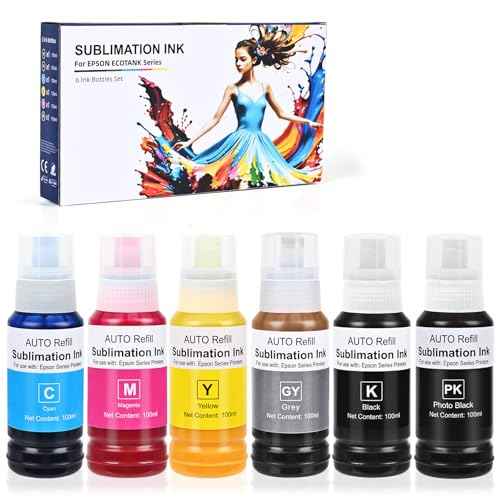 552 Sublimation Ink Refill Bottles use for Eoctank ET-8550, Ecotank ET-8500£¨BK PBK C M Y GY, 600ml£©