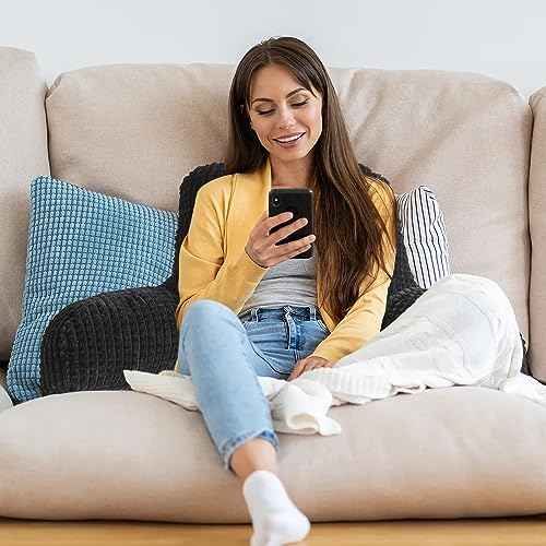 A Nice Night Reading Pillow Bed Wedge Large Adult Children Backrest with Arms Back Support for Sitting Up in Bed/Couch for Lounging Bedrest,Waffle Stereoscopic Design,Black