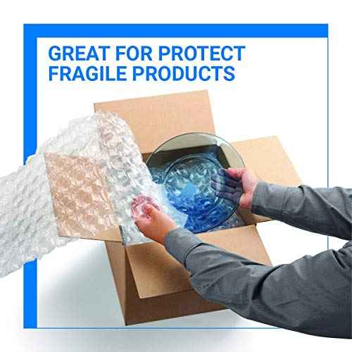 Bubble Cushioning Wrap Rolls, 3/16" x 12" x 72' ft Total [2 Rolls of 36 Feet] Perforated Every 12", 20 Fragile Stickers for Packaging, Shipping, Mailing
