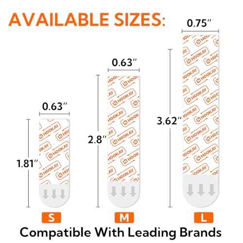 hookay Upgrade Large Refill Adhesive Strips for Indoor Wall Hooks, Damage-Free Hanging, No Tools Removable Adhesive Strips for Large Decor, Living Spaces & Bathroom, 20 White Strips