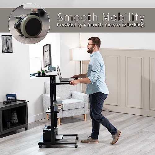 VIVO Mobile Standing Desk Workstation 28in, Holds 132 lbs, Four Casters