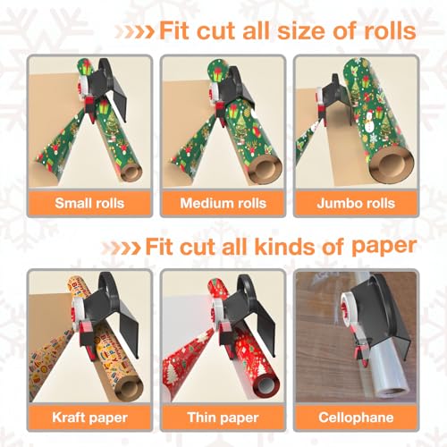 Black Wraprocut Wrapping Paper Cutter & Tape Dispenser 2-Pack for Gift Wrap