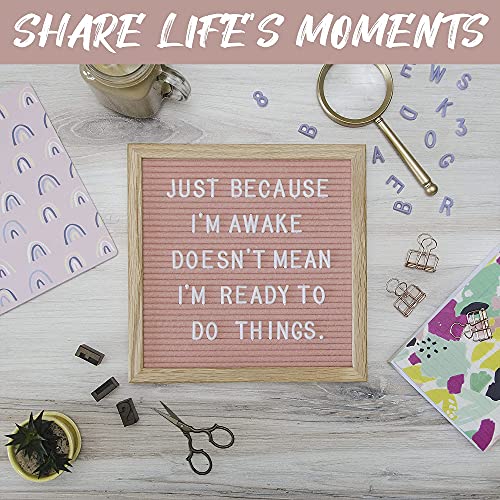 Felt Like Sharing Light Pink Felt Letter Board – 10x10 Inches with Oak Frame