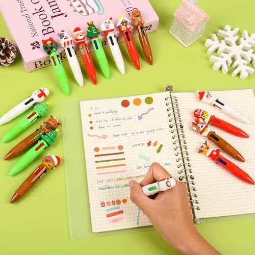 LiYiQ 100 PCS Christmas 4-in-1 Multicolor Pens Bulk for Kids Christmas Stocking Stuffers Christmas Classroom Gifts for Students