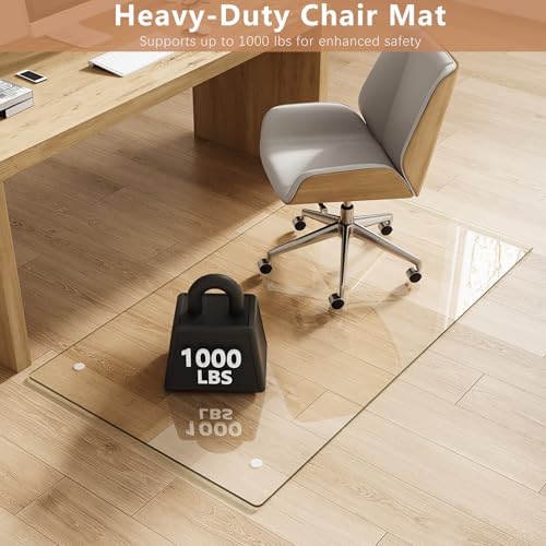 30x48 Tempered Glass Chair Mat for Carpet & Hard Floors - Transparent by MYSUNORIA (30"x48")