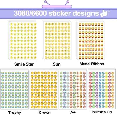 Student Reward Stickers£¬Teacher Essentials, Teacher Supplies£¬6600PCS Incentive Stickers£¬75 Sheets of 15 Different Incentive Stickers£¬Star Stickers, Star Shaped Stickers (Coloration-1)