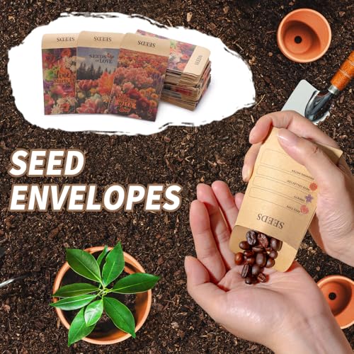200 Pcs Seed Envelopes Self-Adhesive Kraft Paper Seed Packets for Garden Storage