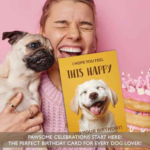 Gooji 5x7 Funny Happy Dog Birthday Card ? Cute Puppy Design, Hilarious Greeting, Perfect for Dog Lovers, Men, Women, Husband, Wife