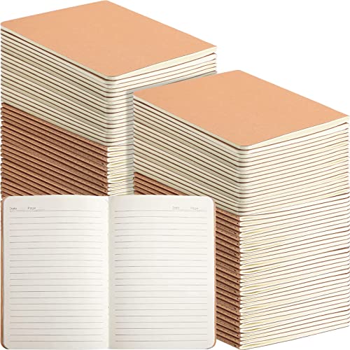 Seajan 96 Pack Back to School A5 Kraft Paper Notebooks 8.3 x 5.5 Inch Journal Lined Notebook Bulk for Office Students School Classroom Writing Work Supplies