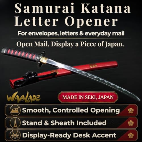 Wablade Sanada Yukimura Samurai Katana Letter Opener with Stand - Made in Seki, Japan