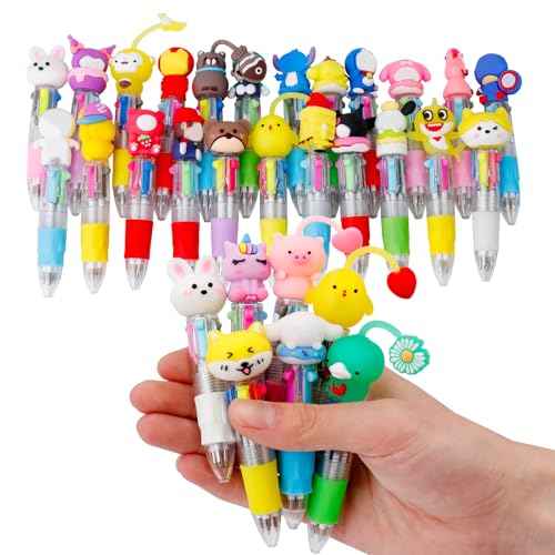 30Pcs Mini Multicolor Pens in One 4-in-1 Cute Pens Bulk for Kids, Ballpoint Pen for Birthdays and Children's Parties, Fun Gifts Assorted Ink Kawaii Pen