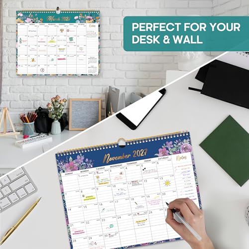 Taja Floral 2026-2027 21-Month Wall Calendar April to December 2027, 14.7x11.5 Inches