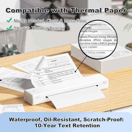 Zoolion M08F Portable Thermal Printer for Travel and Home Office - Wireless, Compact, Inkless - Supports 8.5" X 11" US Letter Size Thermal Paper