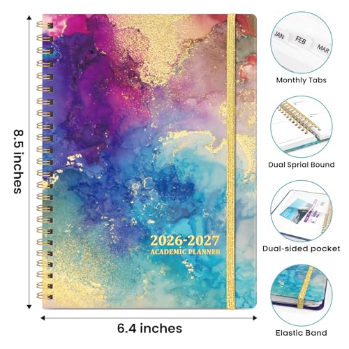 JEJEGO Gold A5 Academic Planner 2026-2027 Weekly & Monthly Organizer