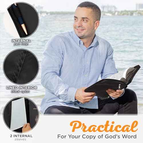Christian Art Gifts Men/Women's Bible Cover Jesus Fish, Black Canvas, Small