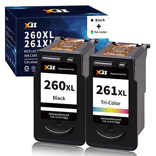 XJI Remanufactured Ink Cartridges Replacement for Canon 260 XL 261 XL PG-260XL CL-261XL 260 261 Black and Color Value Pack, for Pixma TR7020 TR7020a TS5320 TS6420 TS6420a Inkjet Printer