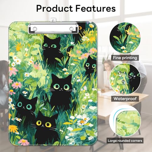 Luminzo Cute Black Cats Plastic Clipboard 9x12.5in Letter Size for Teachers