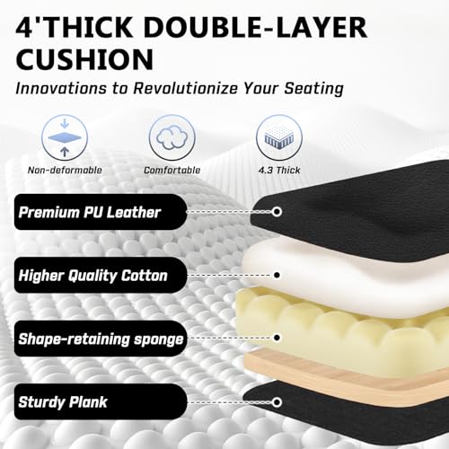 400lbs Executive Office Chair with Foot Rest for Heavy People, Ergonomic Big and Tall Desk Chair with Adjustable Headrest, High Back PU Leather Comfy Heavy Duty Computer Chair