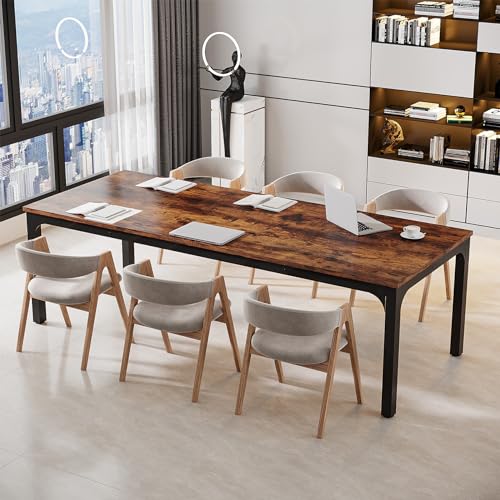 Tribesigns 6.5 FT Conference Table - Rustic Brown, 78.74" W x 27.56" D, Modern Office Meeting Desk for Boardroom & Seminar, 1