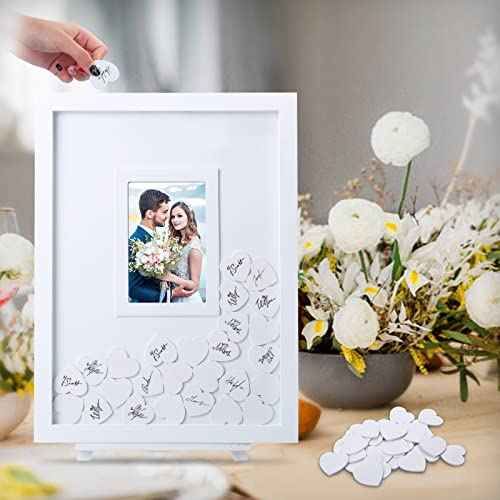 Othran Wedding Guest Book, Wedding Guest Book Alternative with Wooden Hearts, Guest Book Wedding Reception Wedding Book for Guests for Wedding Anniversary Baby Shower Birthday Party