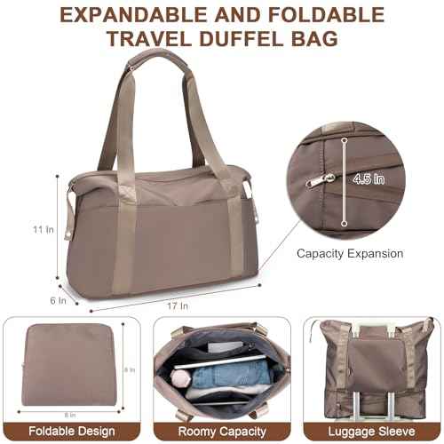 RDTGO Travel Backpack For Women, 40L Carry-On Backpack, Airline Approved Personal Item Bag, Waterproof Laptop Backpack with Large Duffel, Casual Daypack for Buisness Gym Weekend Hiking (Brown)