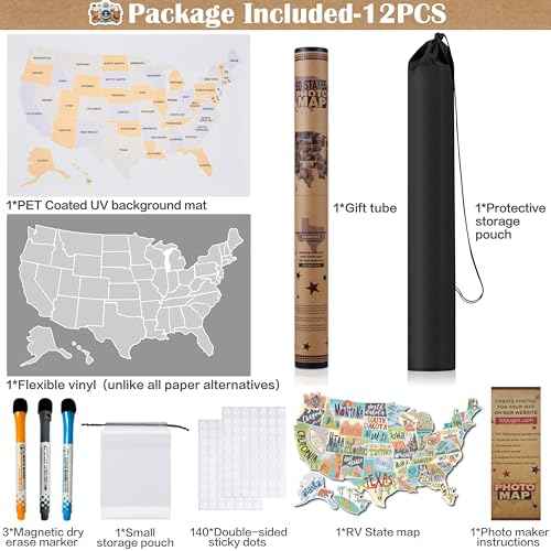 USA Photo Map,50 States Travel Map for Couples,Includes Photo Maker 24 X 36 In,United States for Travel Tracking,US Maps for Wall D?Cor,Gift for Traveling Lovers,Retirees,Adventurers,Mom(Unframed)