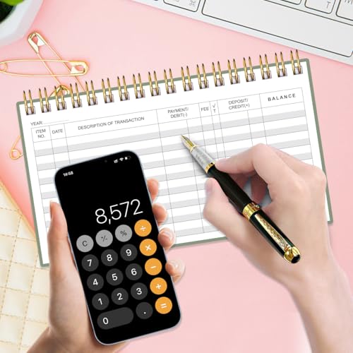 Heveboik Personal Check Register Book A6 Green - 65 Sheets, 130 Pages, Wallet Size