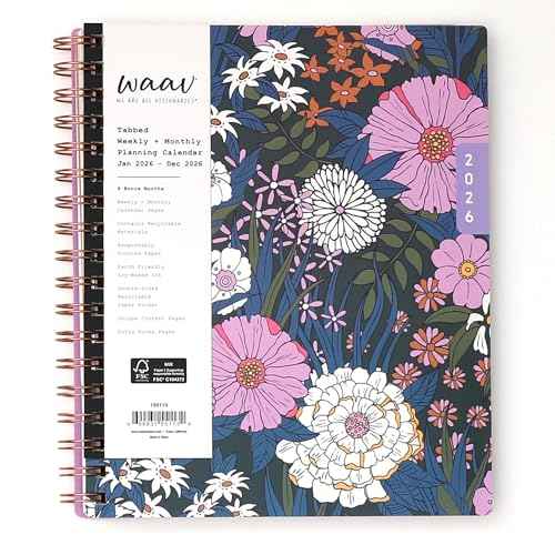 Blue Sky WAAV 2026 Weekly and Monthly Planner Calendar, January 2026 - December 2026, 7" x 9", Flexible Cover, Durable Twin Wire Binding, Laminated Tabs, Storage Pocket, Bailey