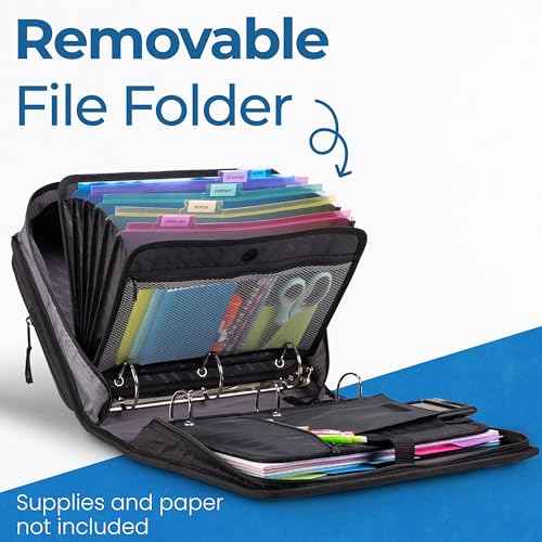 Case-it The Dual 2.0 2-in-1 Zipper Binder | Converts to a Backpack, Two 2-Inch D-Rings, 800 Sheet Capacity, 5-Subject Expanding File Folder, Pocket Holds Up to 13 Laptop/Tablet | Dual-301-BB-LT Black