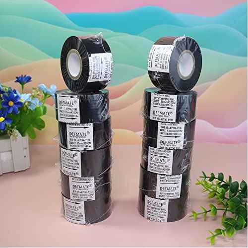 12 Rolls 30mm x 100m Black Hot Stamping Foil Thermal Transfer Ribbon Resin for Coder Printer Machine, Black Color Ribbon for Coding Machine