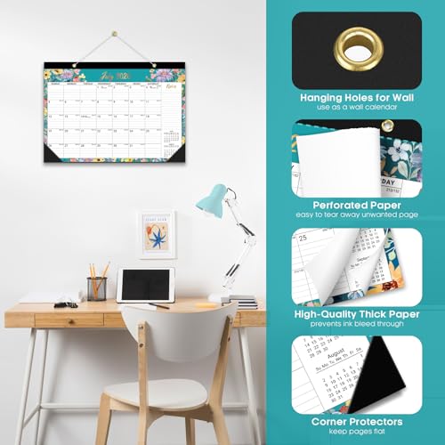 Floral Jul 2026-Dec 2027 18-Month Desk Calendar - Taja 2026-2027, 17x12 inches