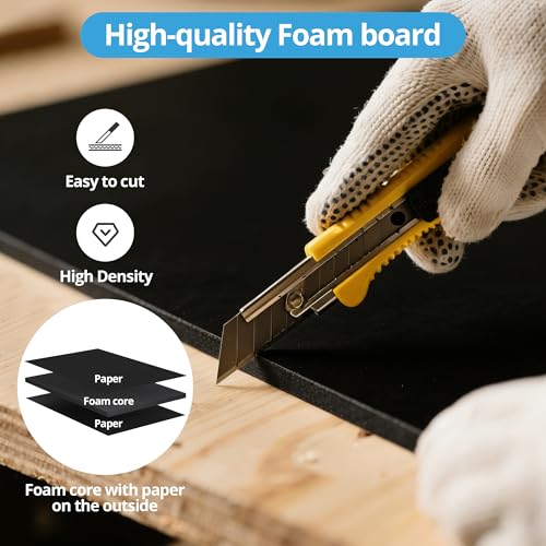 12 Pack Black Foam Board 24x36 Inch for Projects & Displays - Foam Core Poster Boards