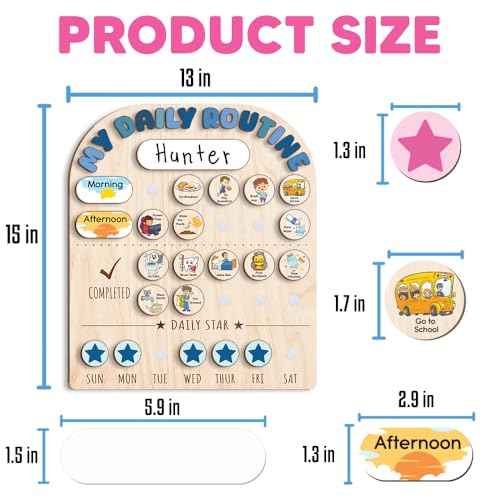 Wooden Chore Chart for Kids, Wooden Daily Routine Chart for Kids, Visual Schedule for Kids, Chore Reward Chart, Bedtime Morning Routine Chart for Toddlers
