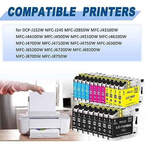 HGZ LC103XL Compatible Ink Cartridges Replaccement for Brother LC103XL LC103 LC101XL LC101 work for MFC-J870DW MFC-J6920DW MFC-J6520DW MFC-J450DW MFC-J470DW Printer (8BK, 4C, 4M, 4Y, 20-Pack)
